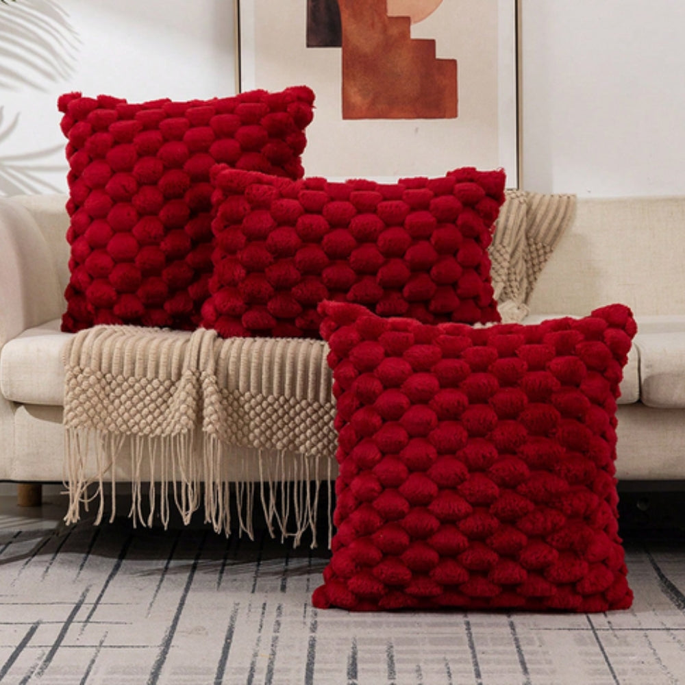 Textured Plush Cushion Cover with Bubble Pattern