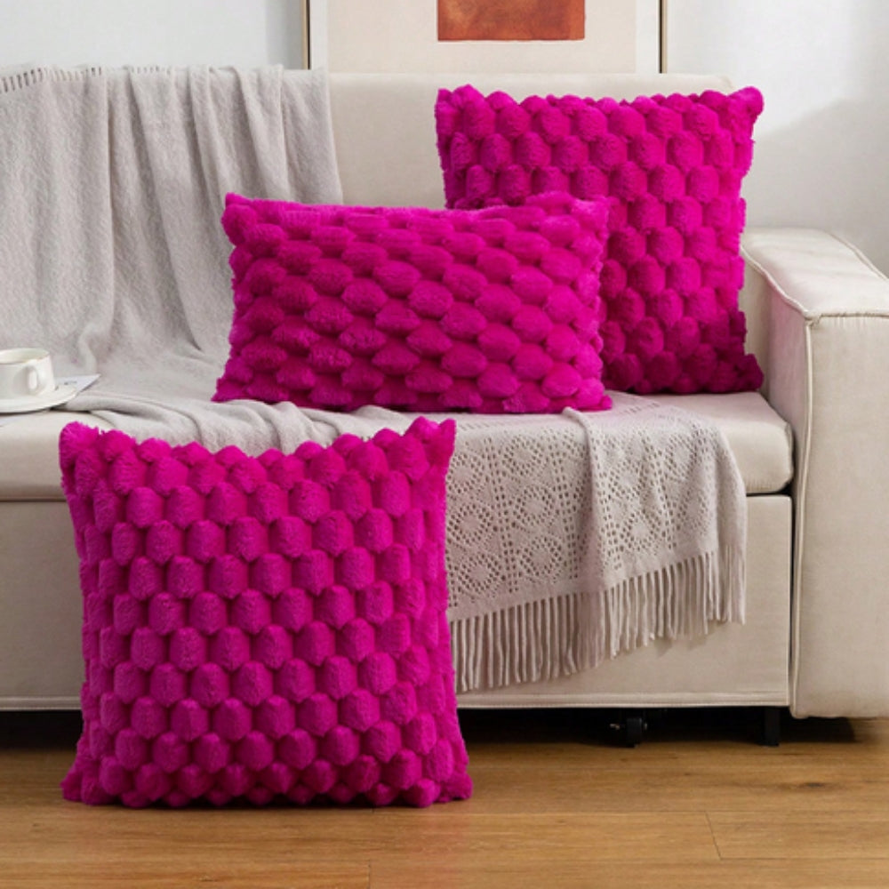Textured Plush Cushion Cover with Bubble Pattern
