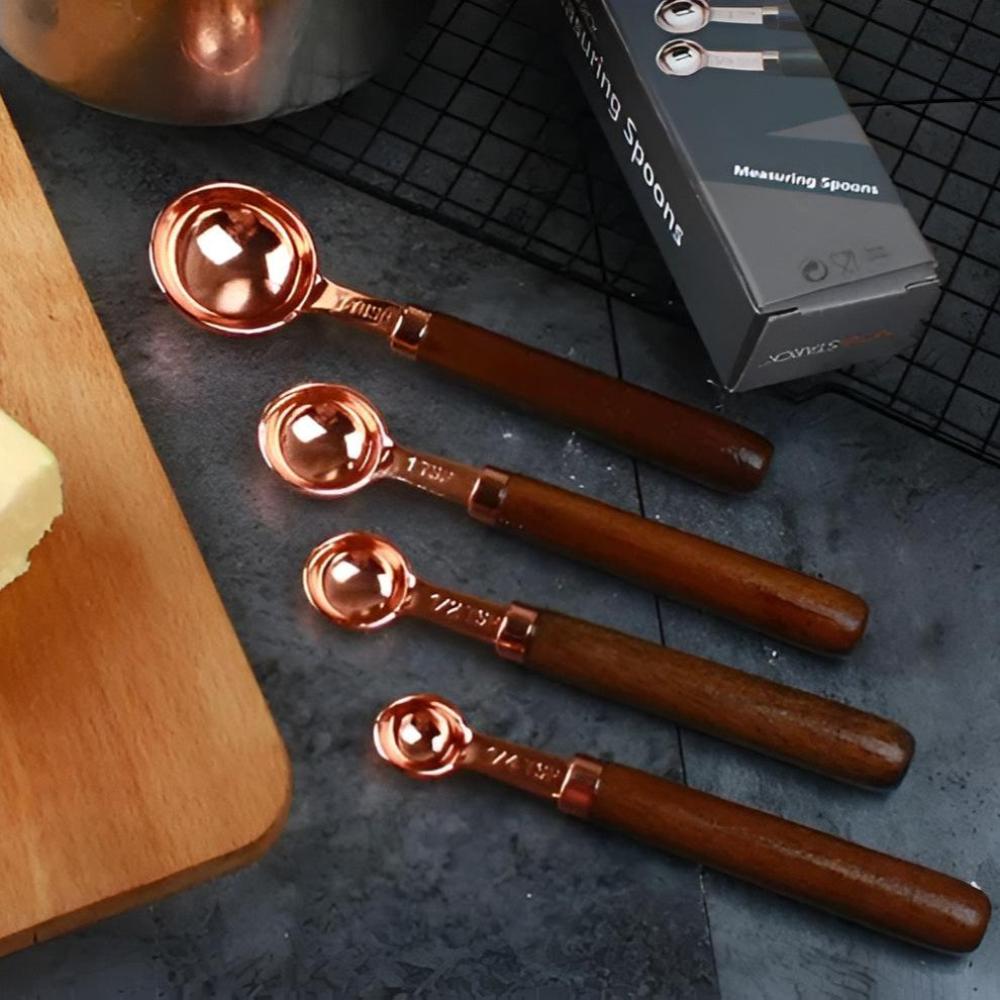 Minimalist Copper and Wood Measuring Cups