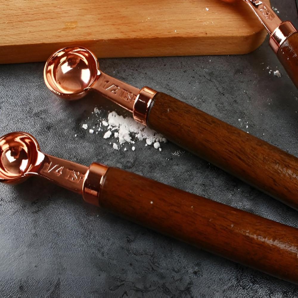 Minimalist Copper and Wood Measuring Cups