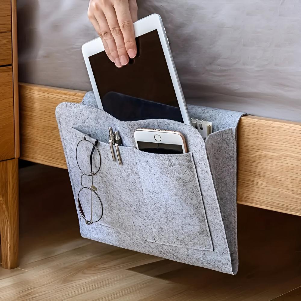 Minimalist Felt Bedside Caddy with Multiple Compartments
