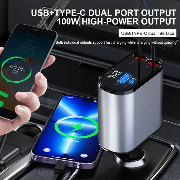 Dual-Port LED Display Car Charger