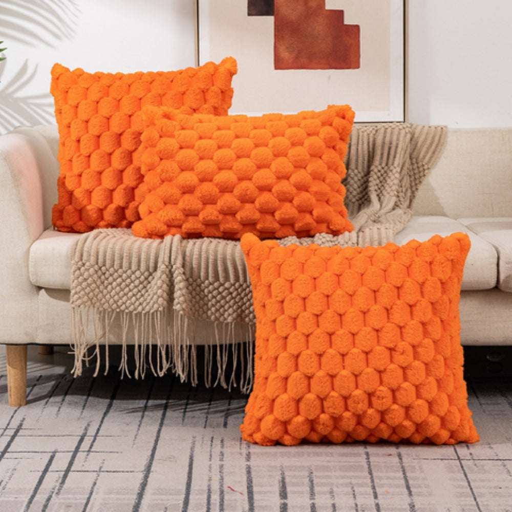 Textured Plush Cushion Cover with Bubble Pattern