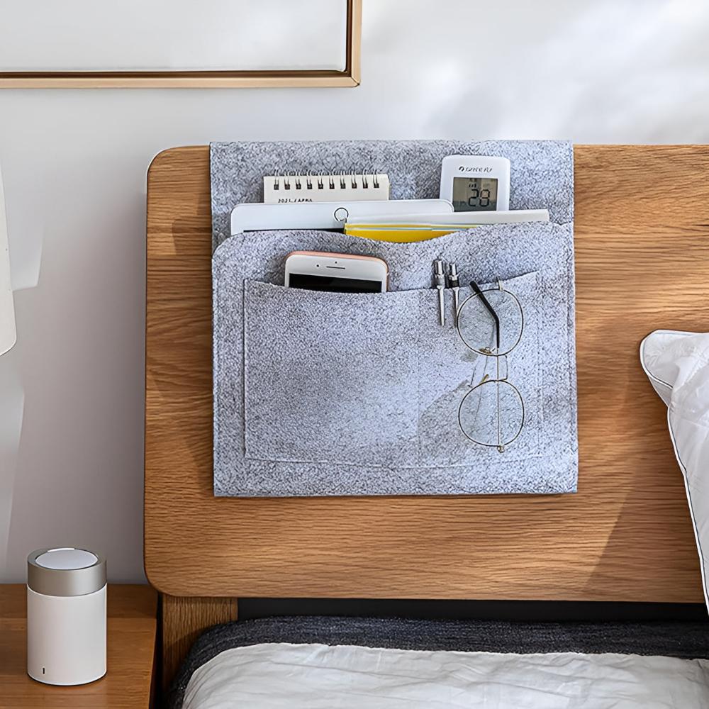 Minimalist Felt Bedside Caddy with Multiple Compartments