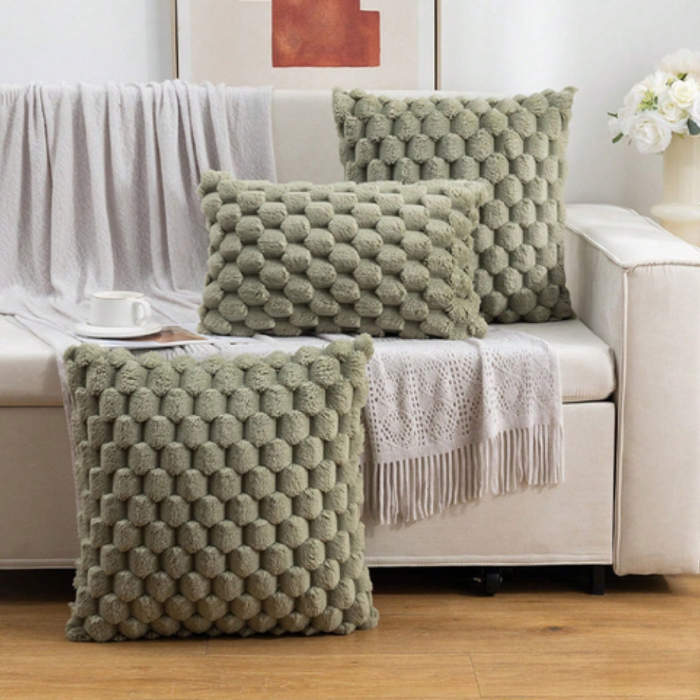 Textured Plush Cushion Cover with Bubble Pattern