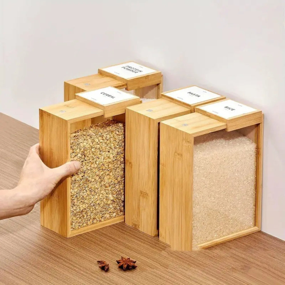 Minimalist Bamboo Wood Storage Container with Sliding Lid