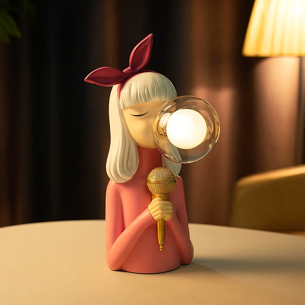 Artisan Figurine Ceramic Table Lamp with Glass Globe