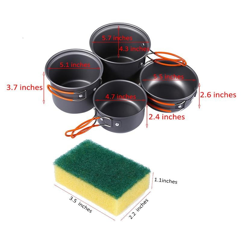 Camping Cookware Set With Non-Stick Aluminum