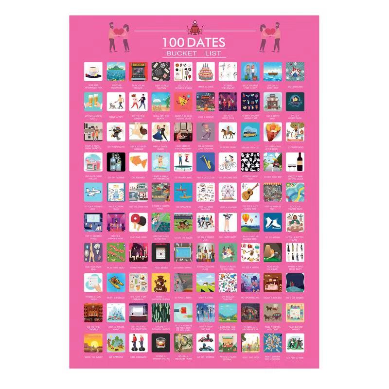 Interactive Illustrated 100 Dates Poster