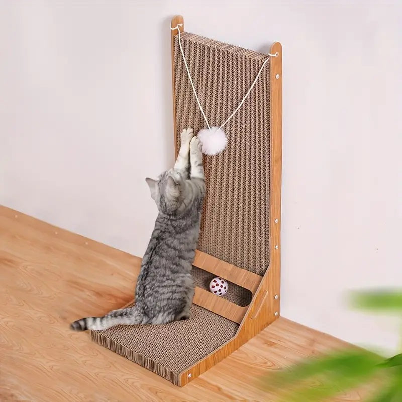 Contemporary L-Shaped Wood Cat Scratching Post