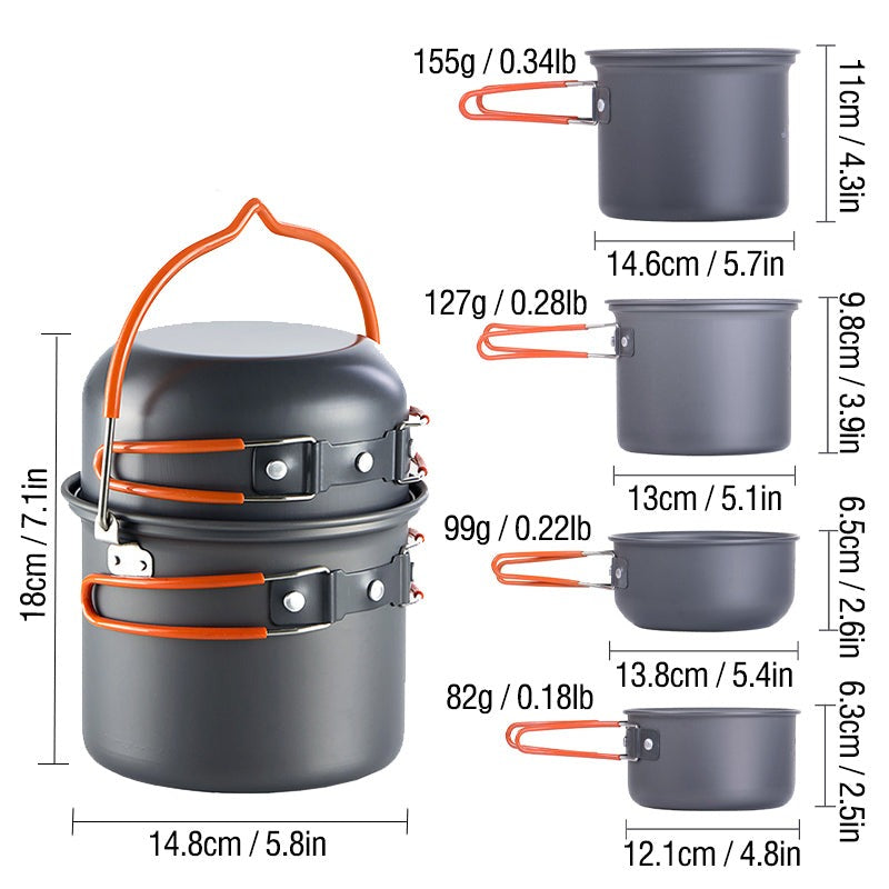 Camping Cookware Set With Non-Stick Aluminum