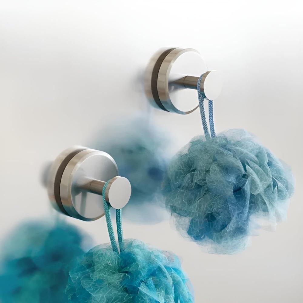 Minimalist Metal Shower Hooks with Round Base
