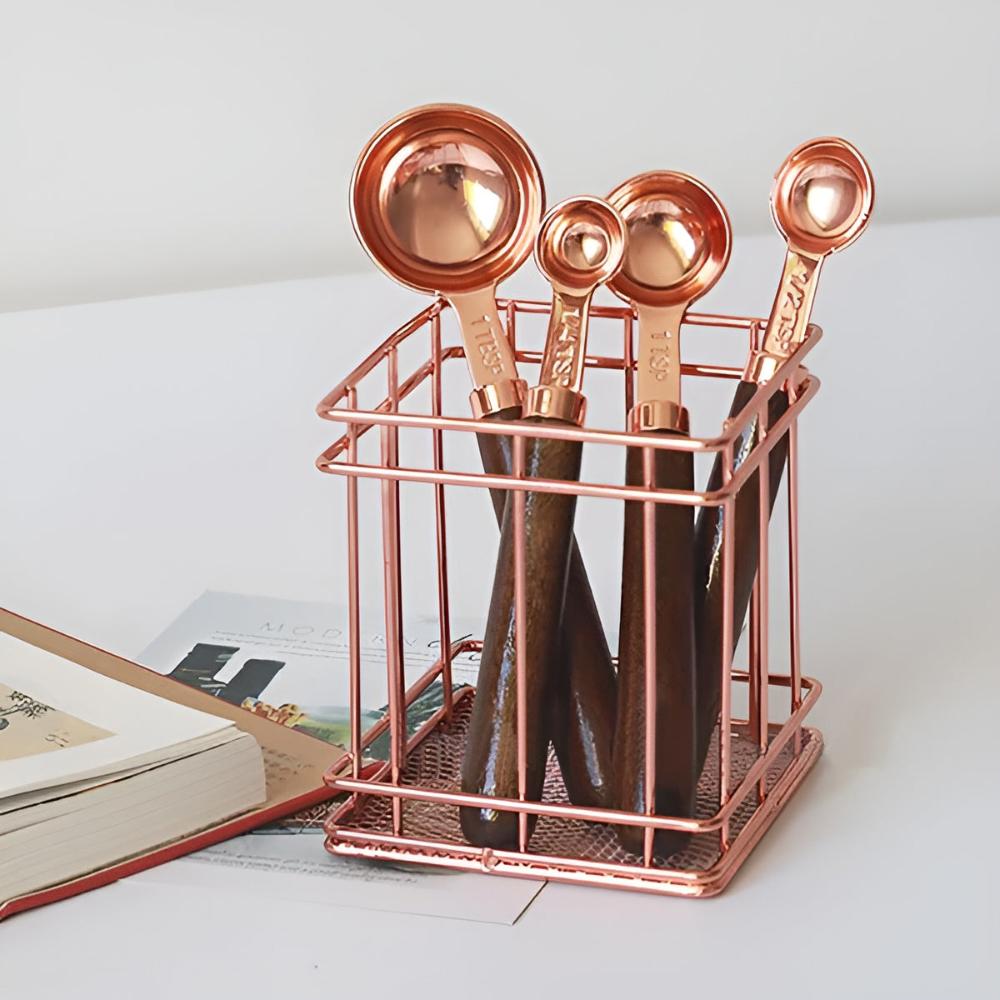 Minimalist Copper and Wood Measuring Cups