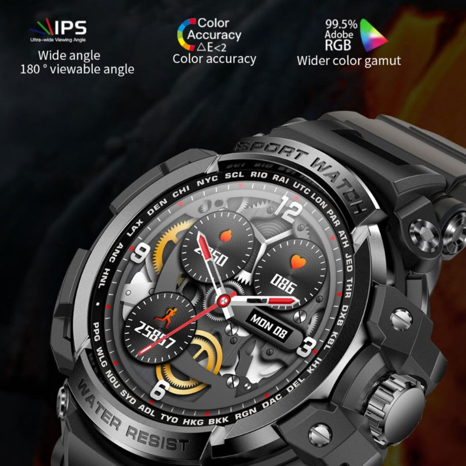 Rugged Waterproof Smartwatch With Analog-Digital Display