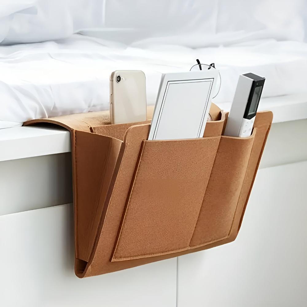 Minimalist Felt Bedside Caddy with Multiple Compartments