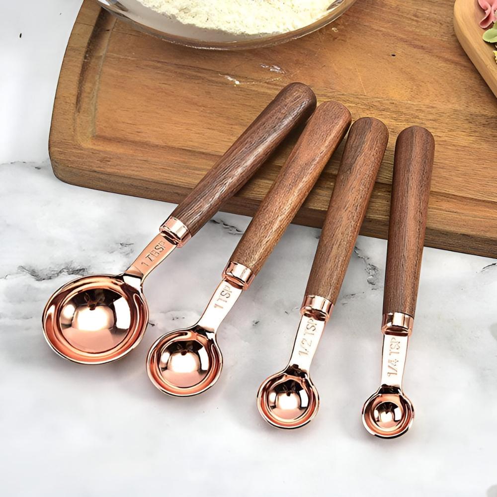 Minimalist Copper and Wood Measuring Cups