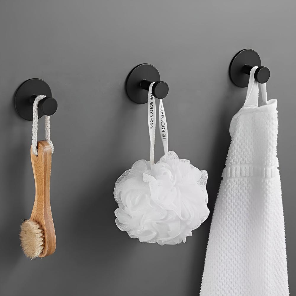 Minimalist Metal Shower Hooks with Round Base