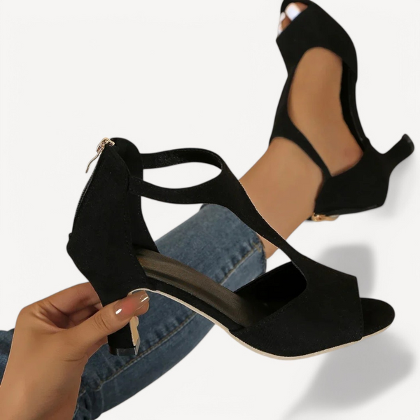 Jules | Women's Sandals with Heel – Open T-strap Model