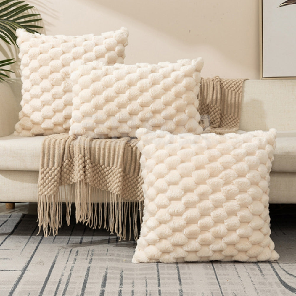 Textured Plush Cushion Cover with Bubble Pattern
