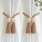 Minimalist Wooden Bead Curtain Tie Back