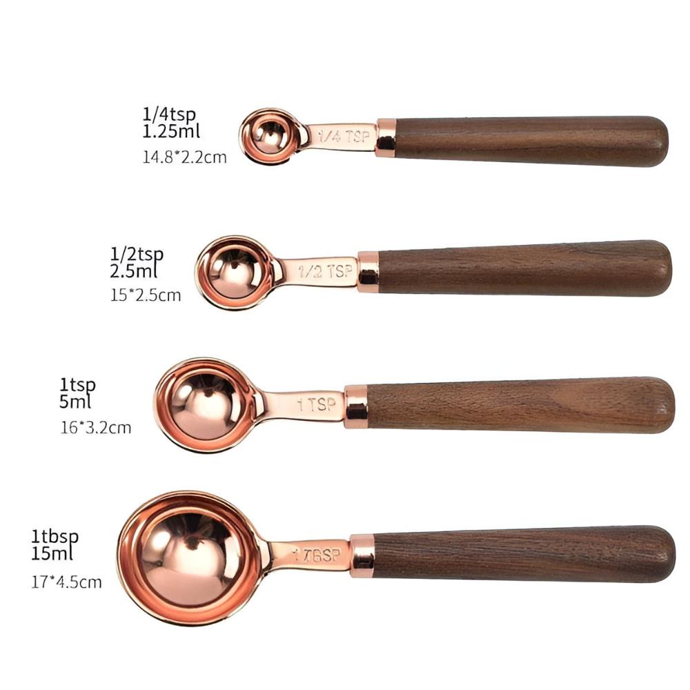 Minimalist Copper and Wood Measuring Cups