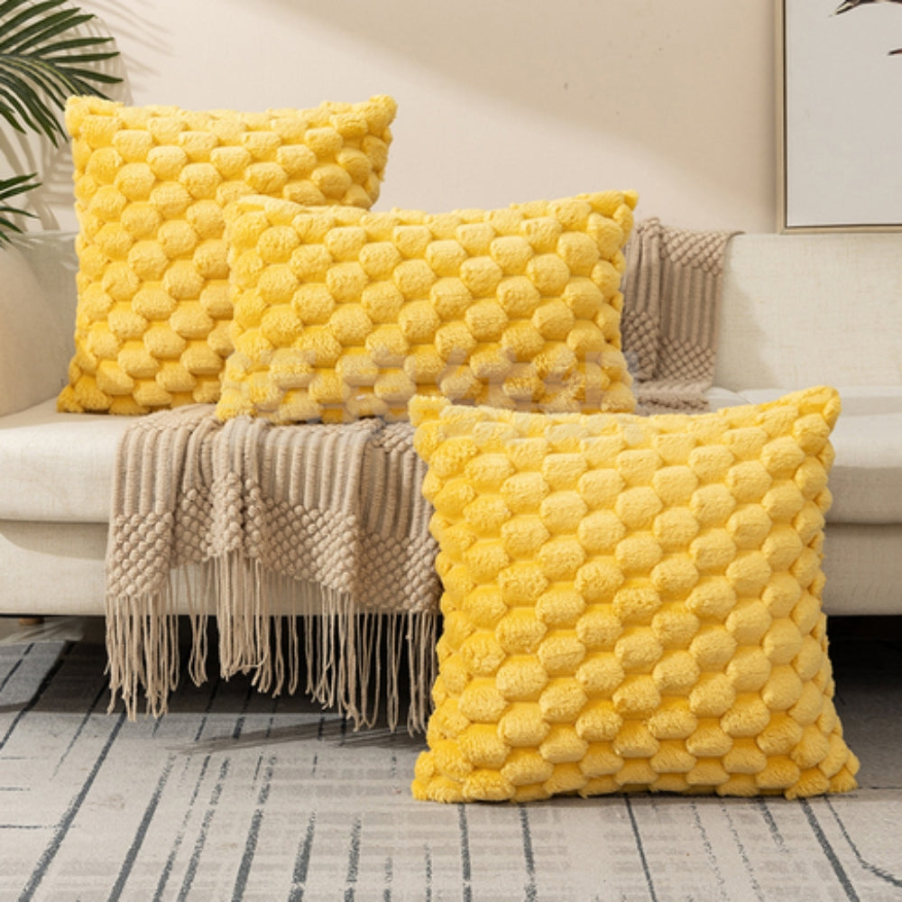 Textured Plush Cushion Cover with Bubble Pattern