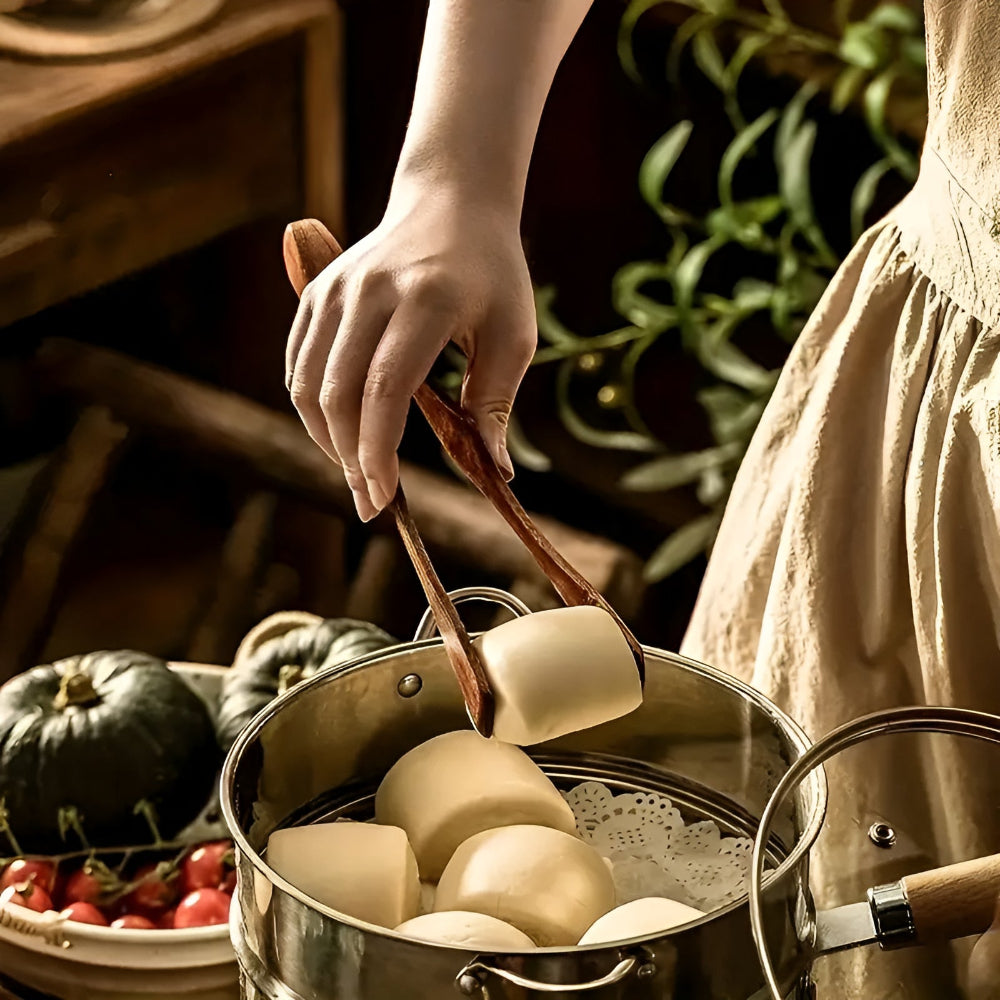 Minimalist Wooden Kitchen Tongs With Ergonomic Handle