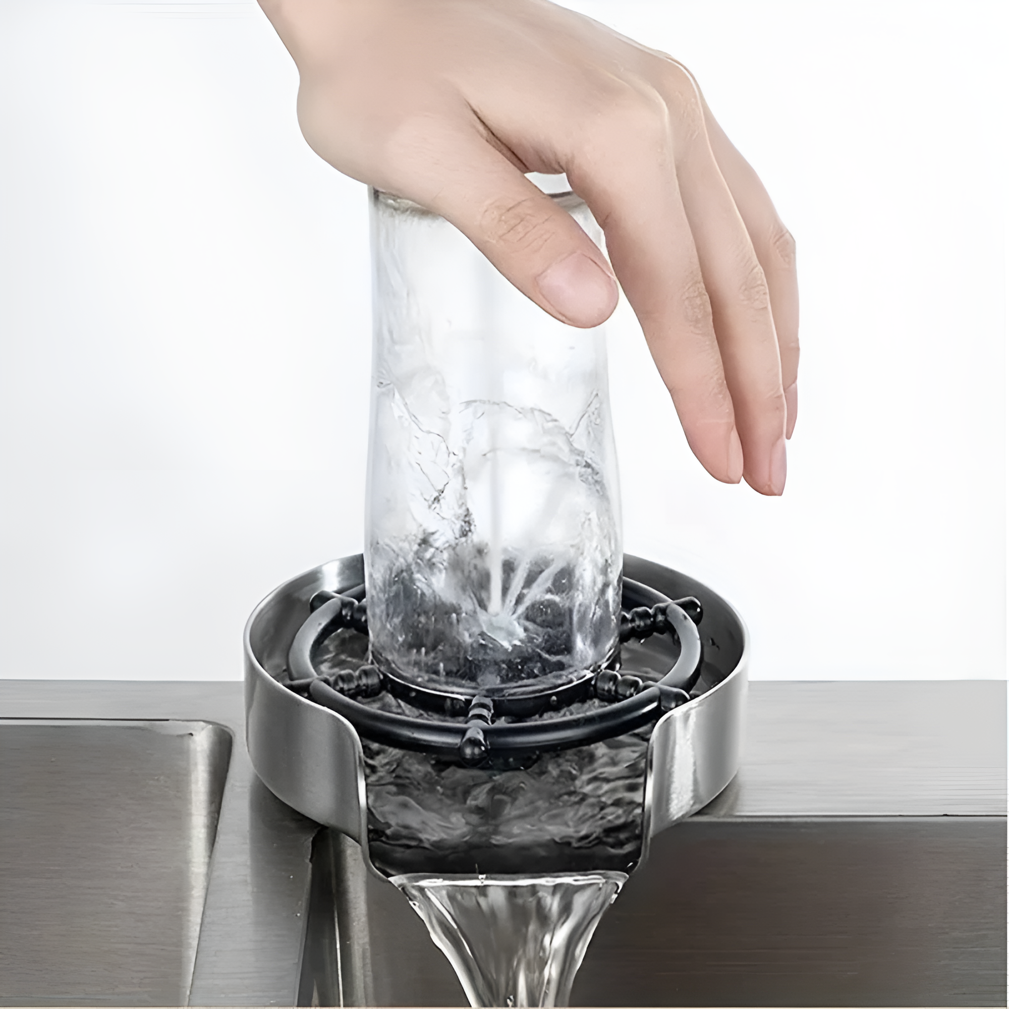 Modern Stainless Steel Glass Rinser with Circular Spray