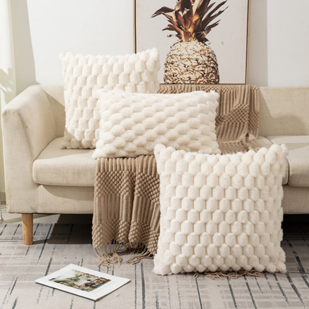 Textured Plush Cushion Cover with Bubble Pattern
