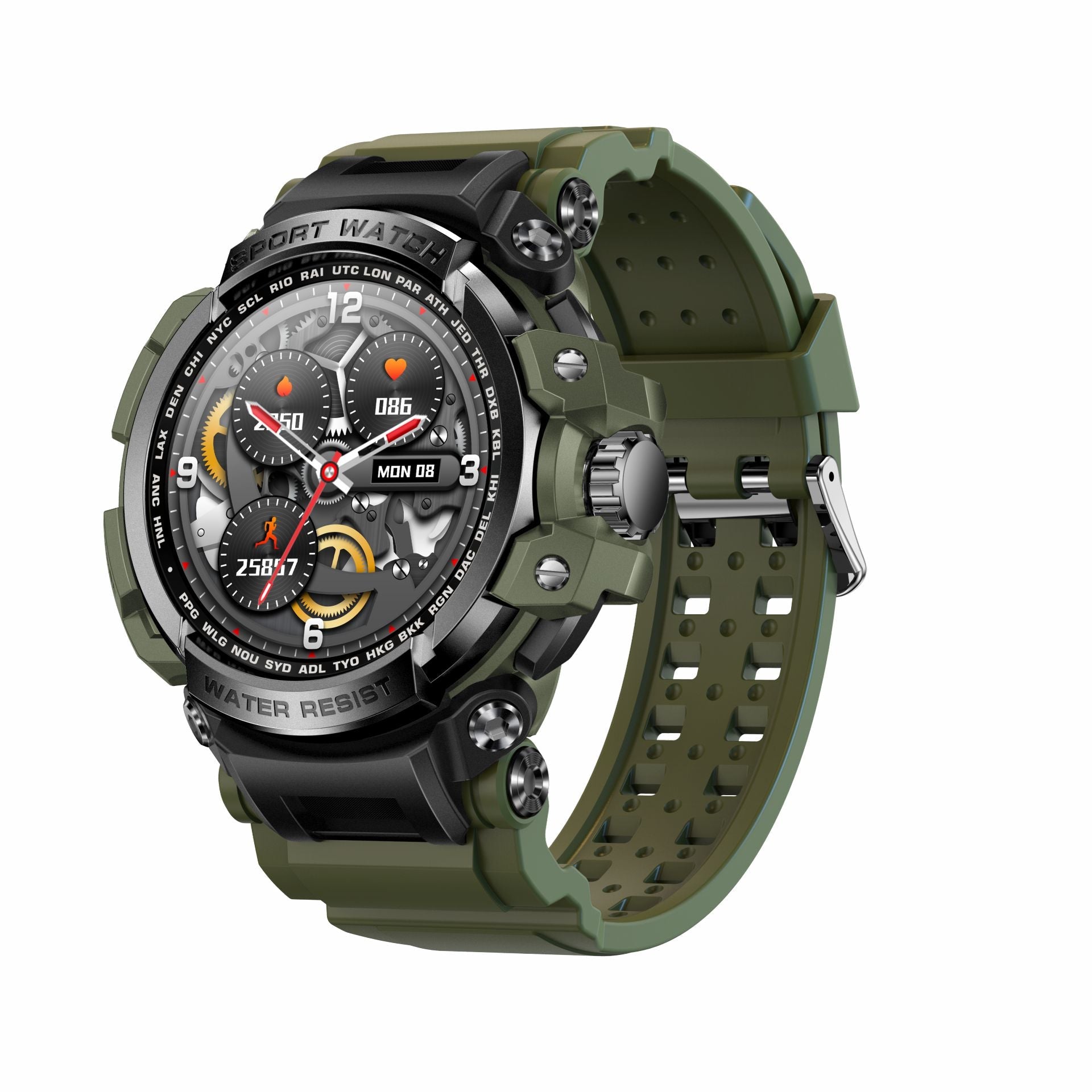 Rugged Waterproof Smartwatch With Analog-Digital Display