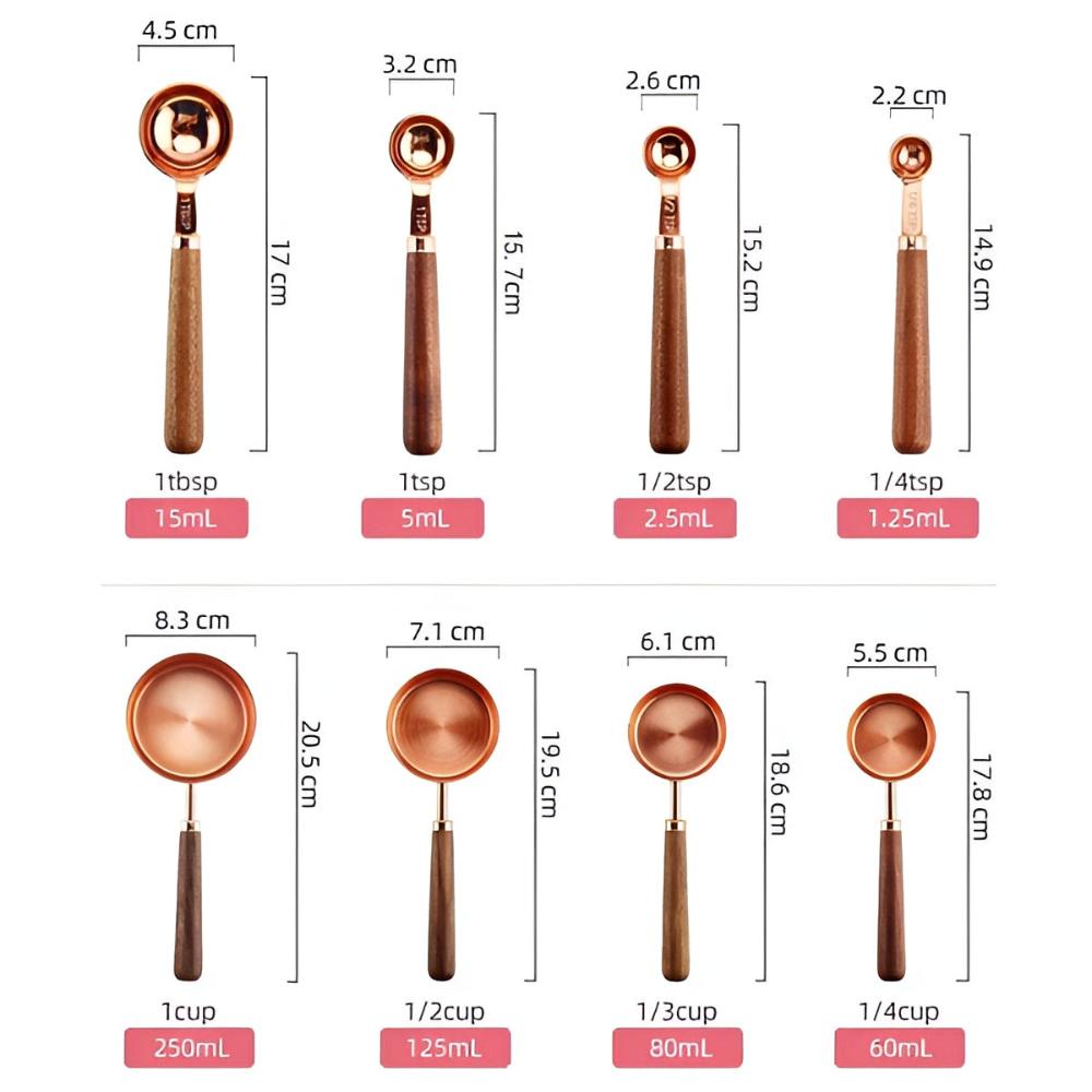 Minimalist Copper and Wood Measuring Cups