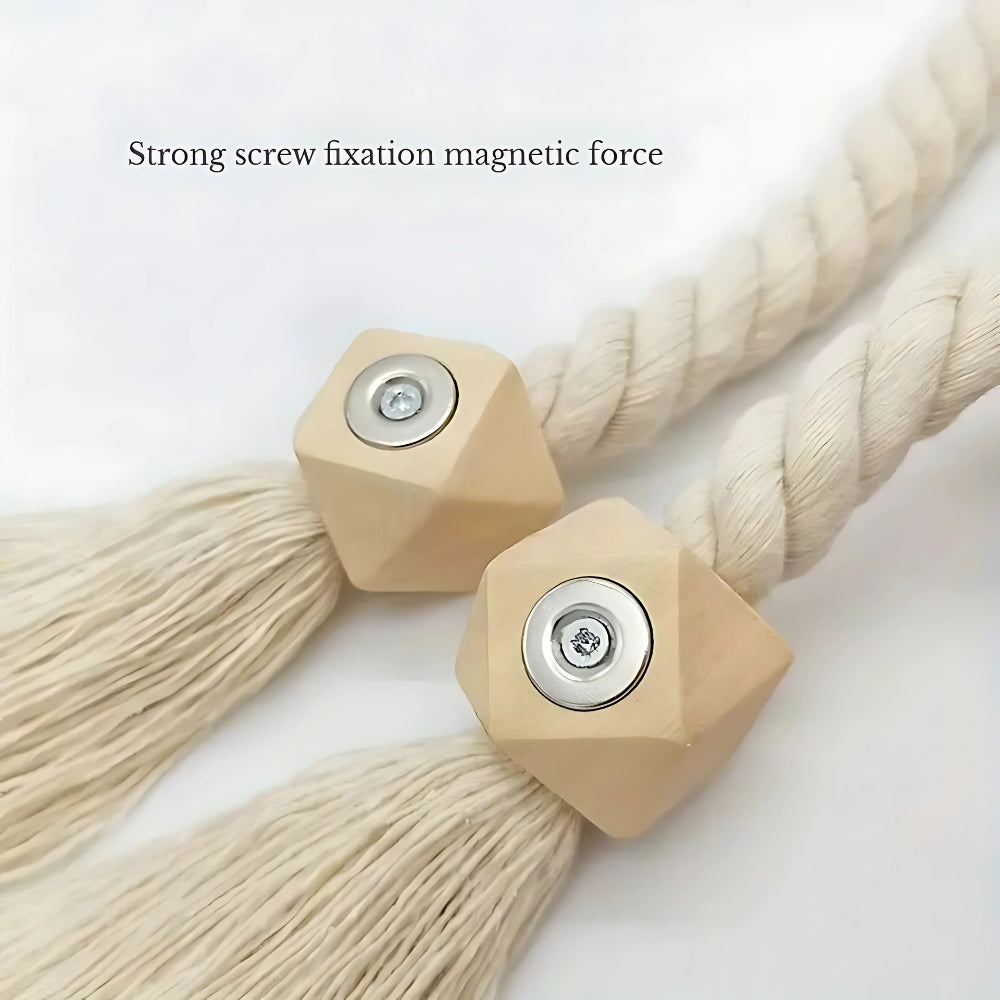Minimalist Wooden Bead Curtain Tie Back
