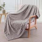 Textured Plush Throw Blanket With Honeycomb Pattern