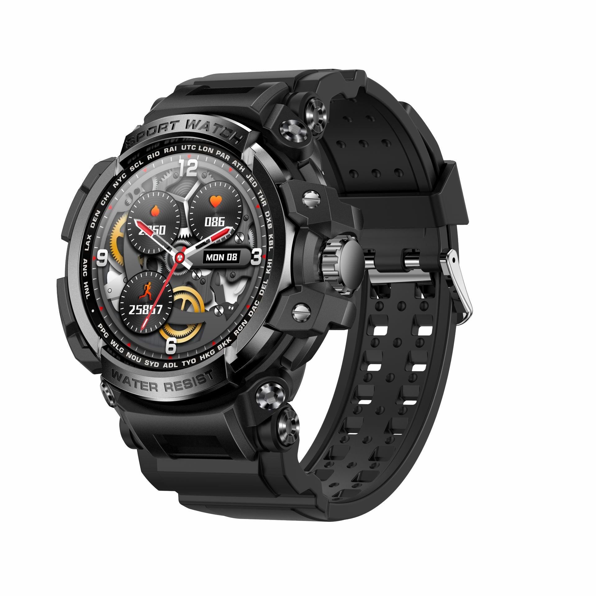Rugged Waterproof Smartwatch With Analog-Digital Display