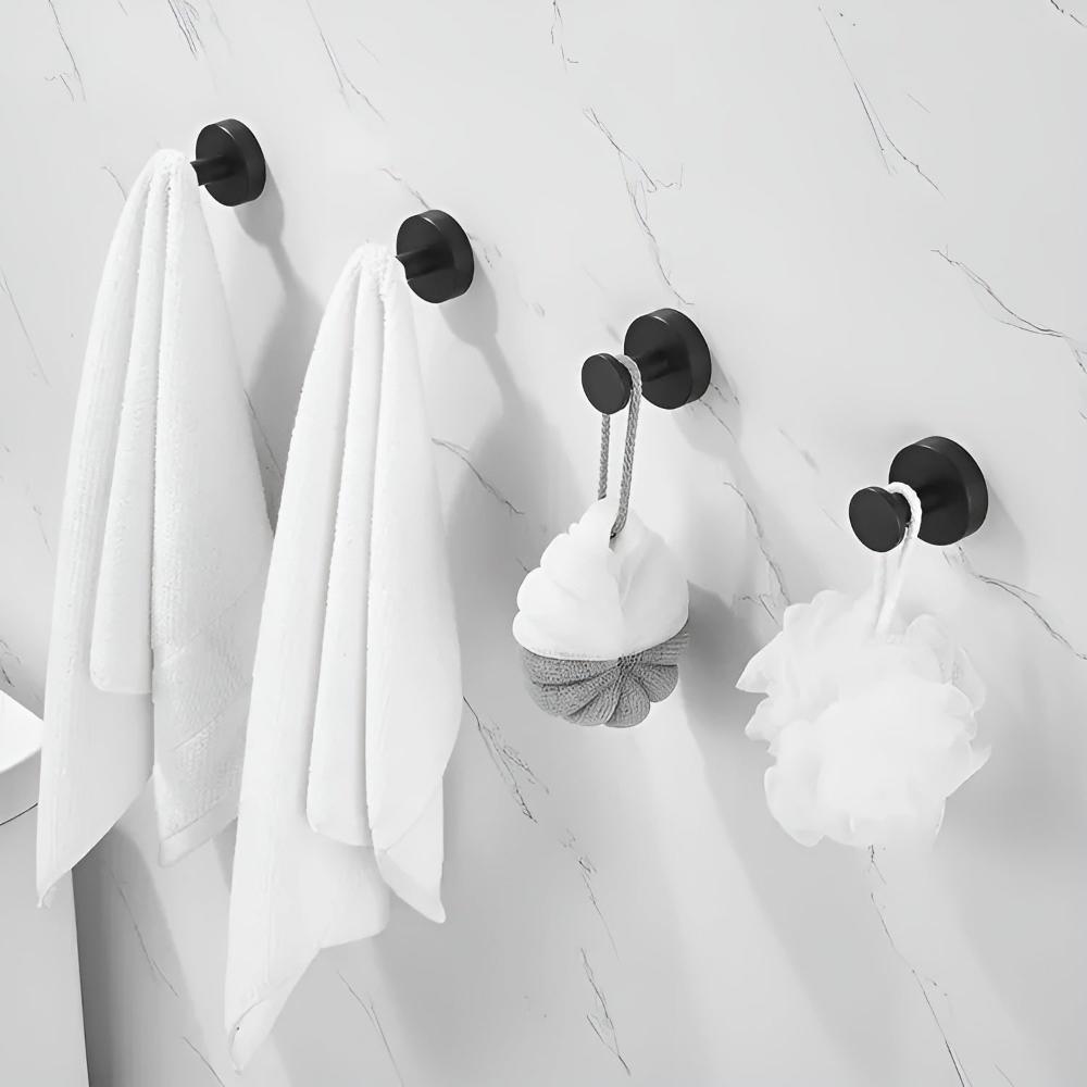 Minimalist Metal Shower Hooks with Round Base