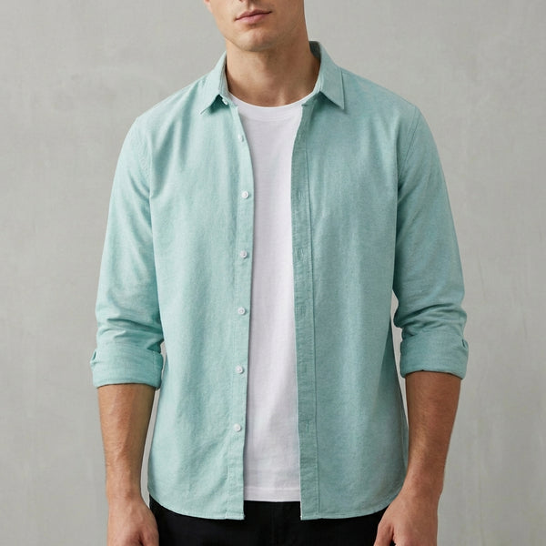 Relaxed Fit Blended Casual Button-Down Shirt