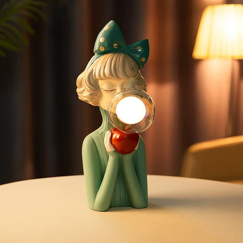Artisan Figurine Ceramic Table Lamp with Glass Globe