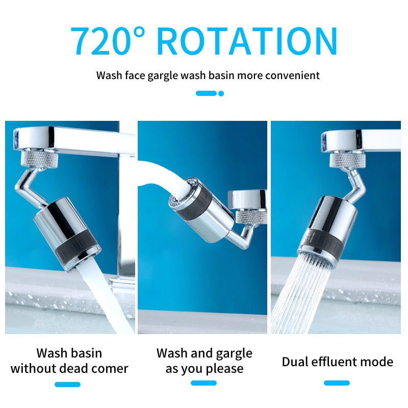 Modern Adjustable Chrome Faucet Head with 720° Rotation