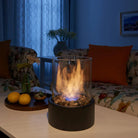 Contemporary Glass Cylinder Portable Fireplace