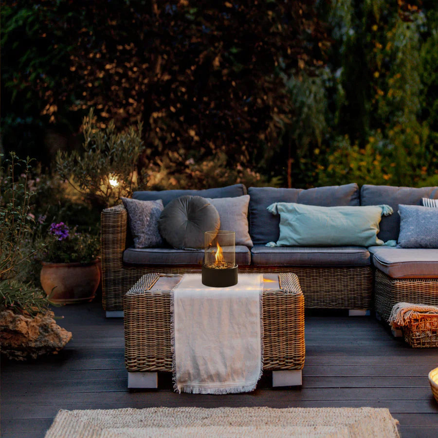 Contemporary Glass Cylinder Portable Fireplace
