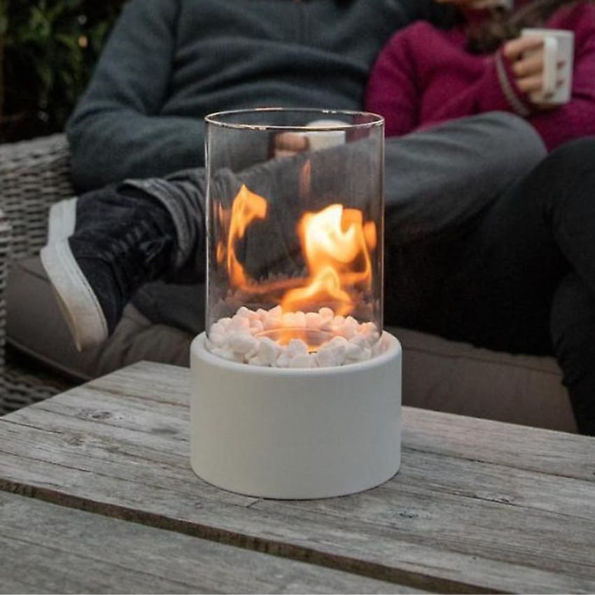 Contemporary Glass Cylinder Portable Fireplace