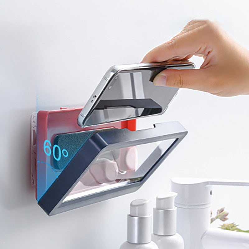 Wall-Mounted Waterproof Phone Case with Transparent Cover