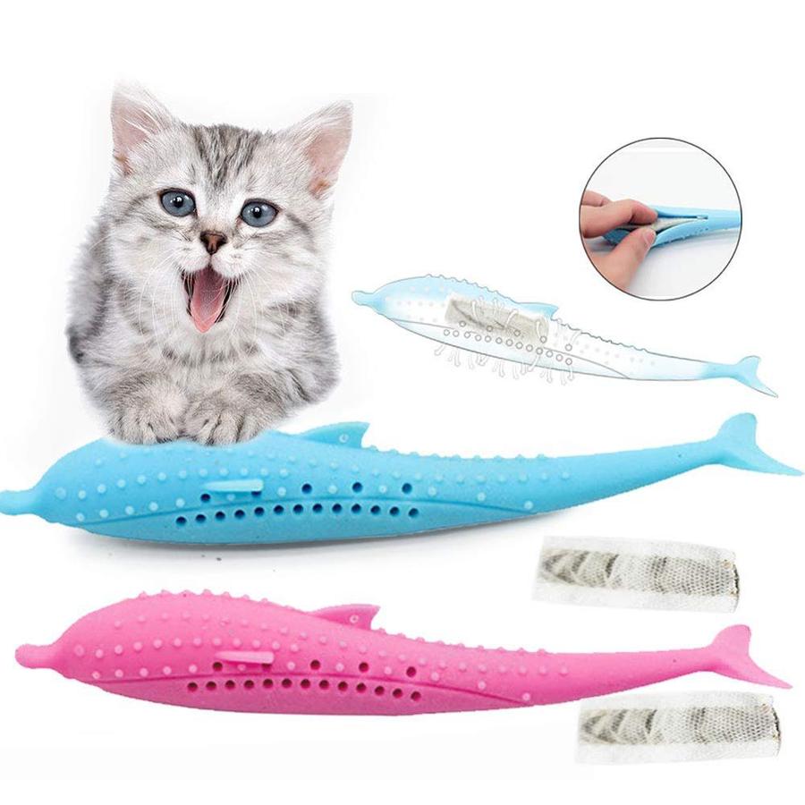 Silicone Cat Toothbrush with Fish-Shaped Design