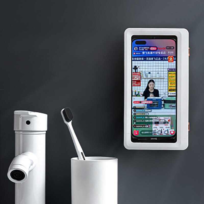 Wall-Mounted Waterproof Phone Case with Transparent Cover