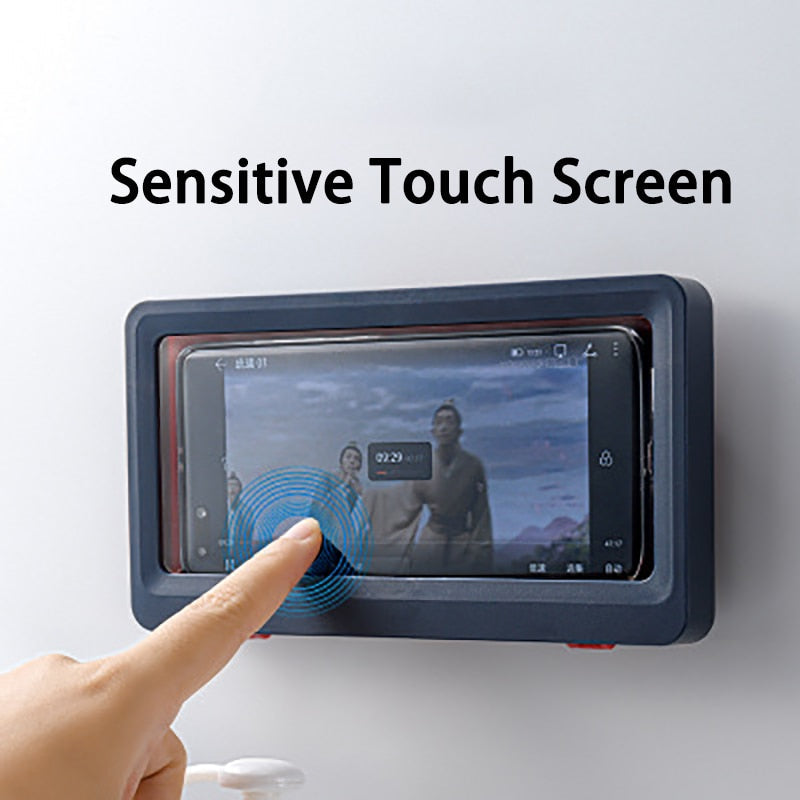 Wall-Mounted Waterproof Phone Case with Transparent Cover