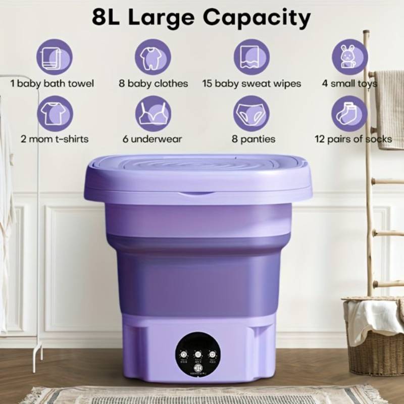 Portable Collapsible Washing Machine With Control Knob