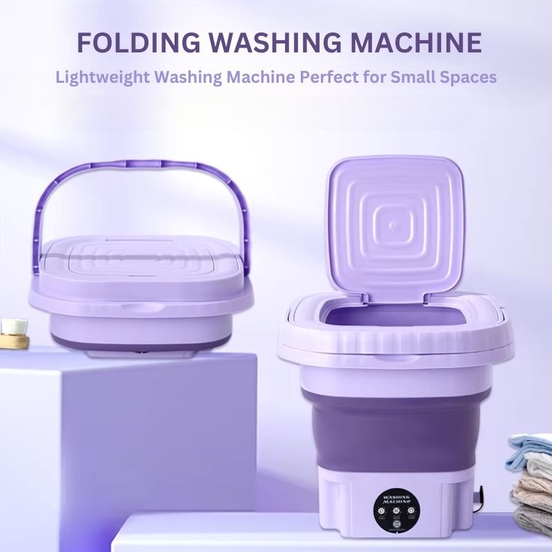Portable Collapsible Washing Machine With Control Knob