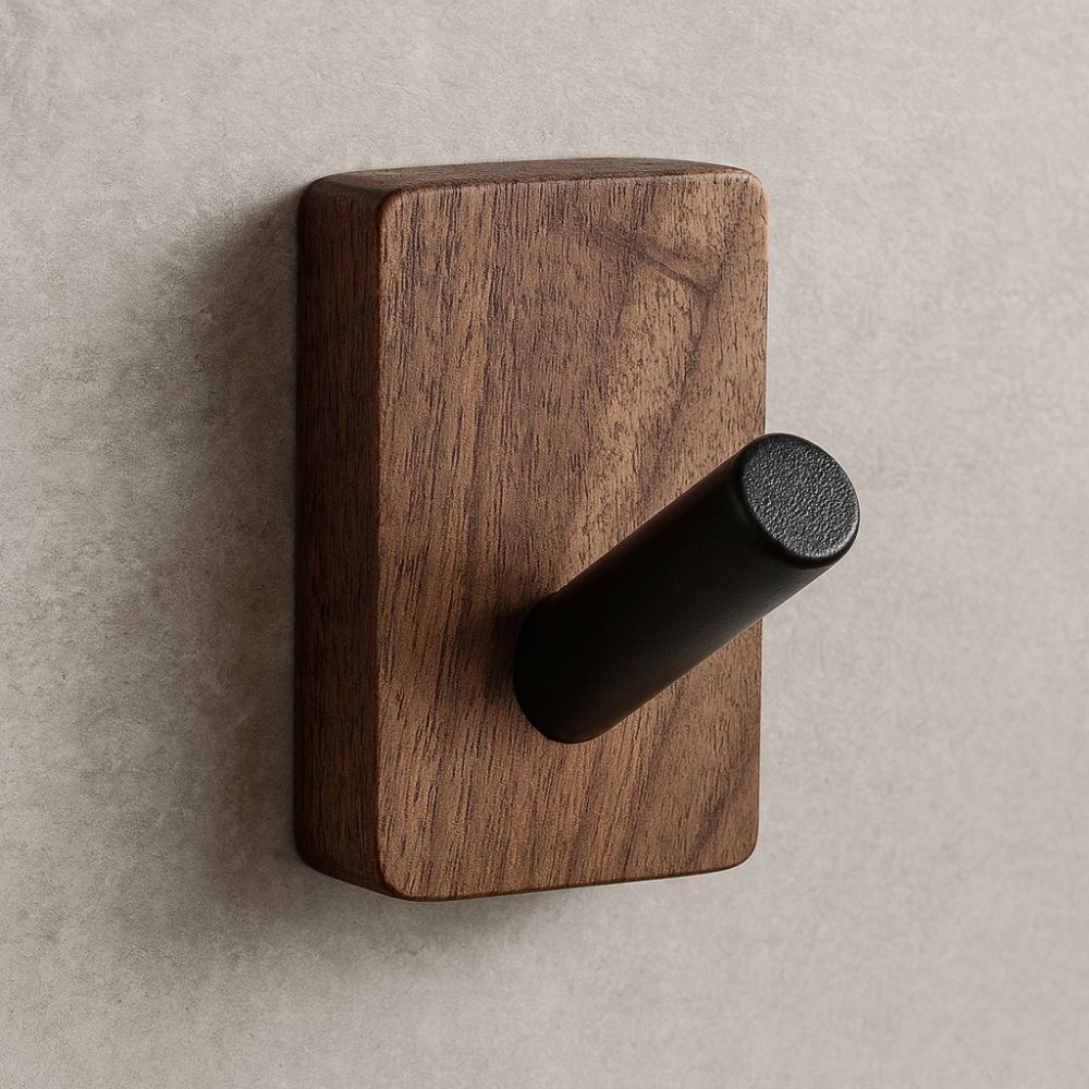 Minimalist Wood and Brass Wall Hook