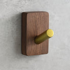 Minimalist Wood and Brass Wall Hook