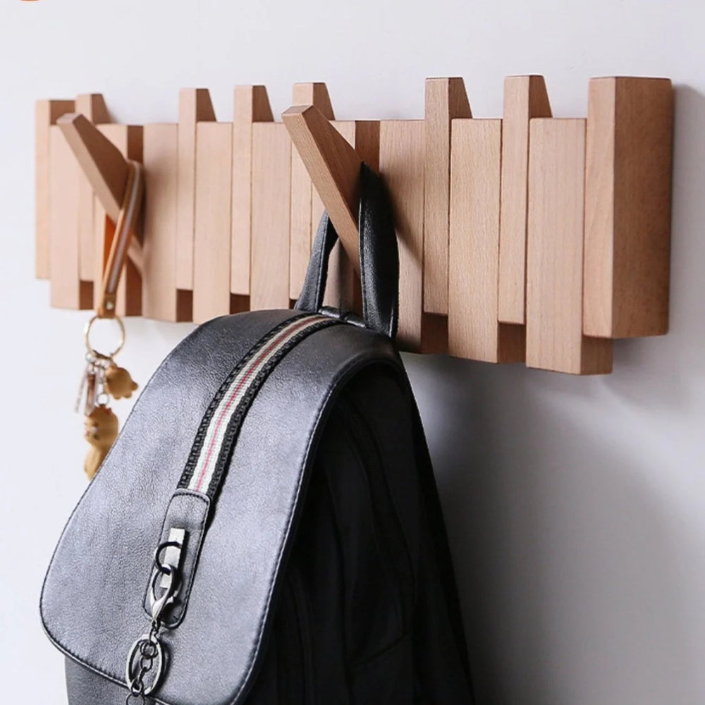 Minimalist Wooden Foldable Wall Hook Rack